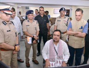Chief Minister Bhajanlal Sharma reviewing the live tracking dashboard at the R4C cyber helpline center in Jaipur